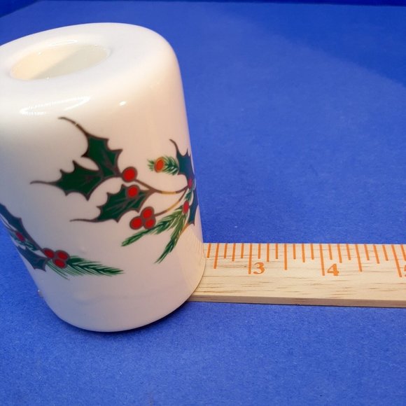 CHRISTMAS Taper Candle Holder Set 3 Centerpiece Fireplace Hearth Holly Berries - Picture 12 of 15